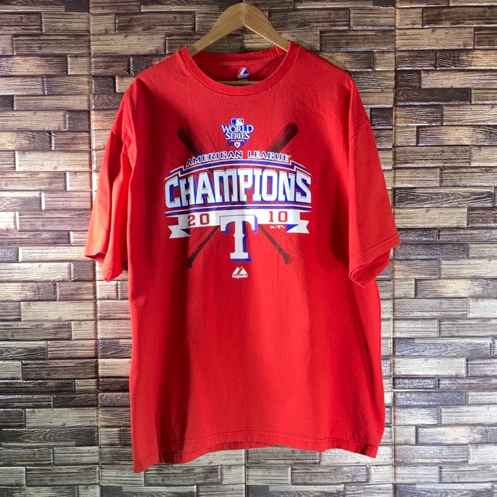 EUC Texas Rangers American League Champions 2010 Size 2XL Red T-Shirt MLB